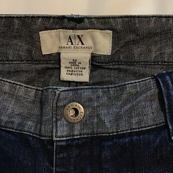 Armani Exchange AX Patchwork Denim Boot cut Jeans Flap Back Pockets Size 12 - Picture 7 of 8